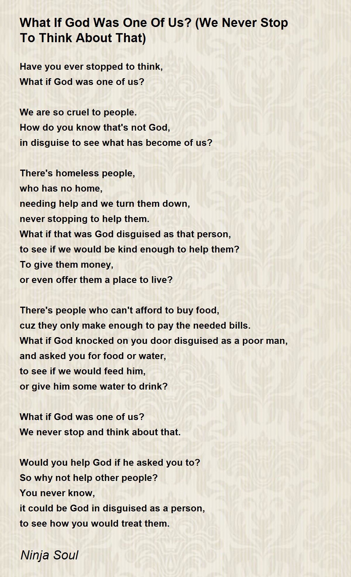 song lyrics what if god was one of us