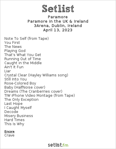 paramore setlist