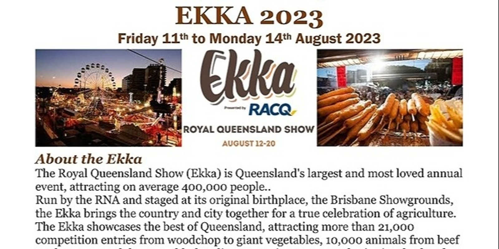 when do ekka tickets go on sale 2023