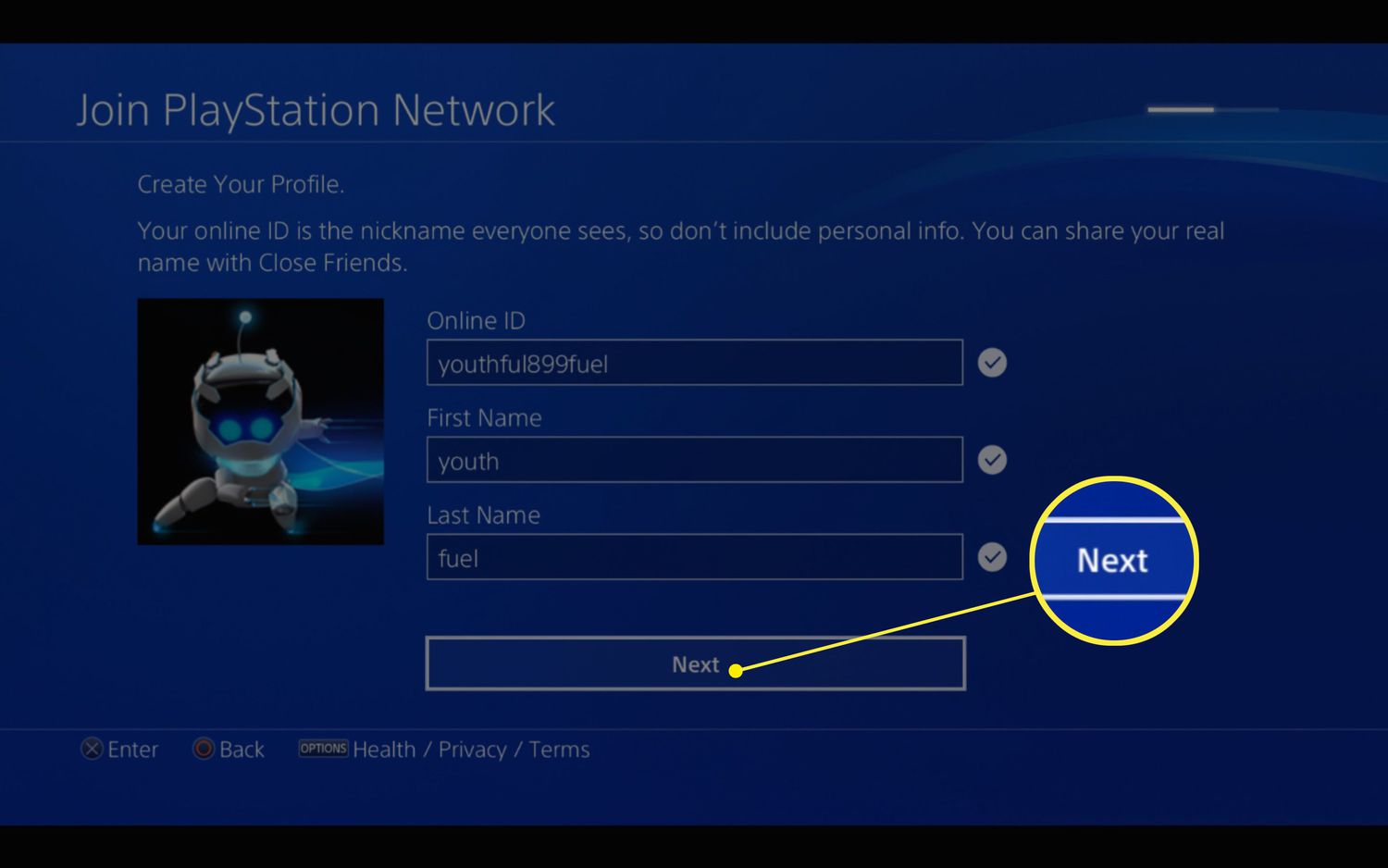 psn account creation