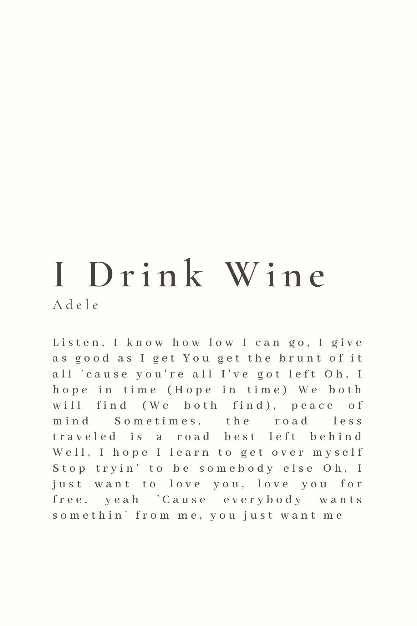 lyrics i drink wine