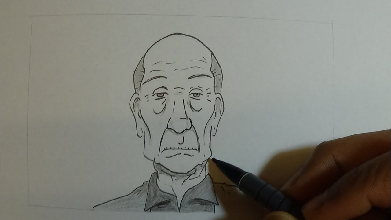 how to draw an old man easy