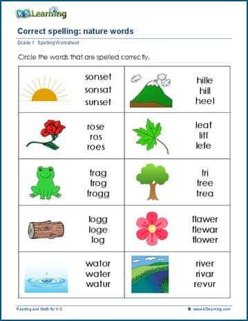 spelling worksheets year 1