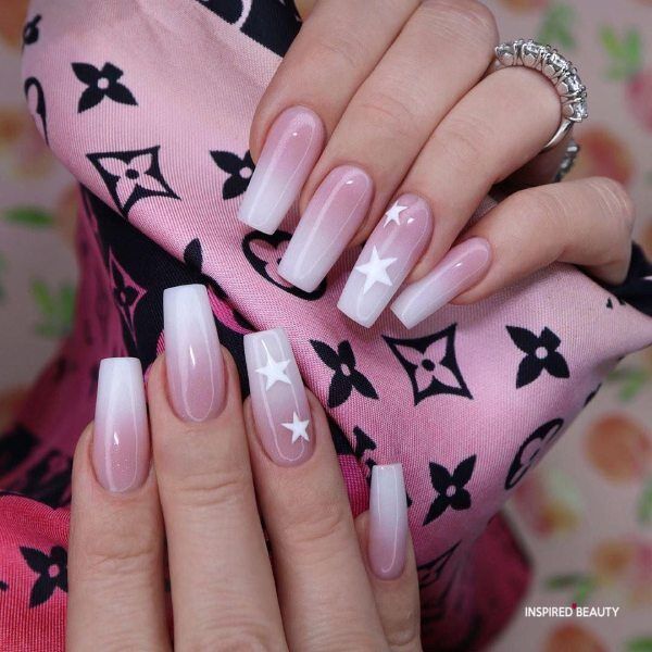 pink and white acrylic nails