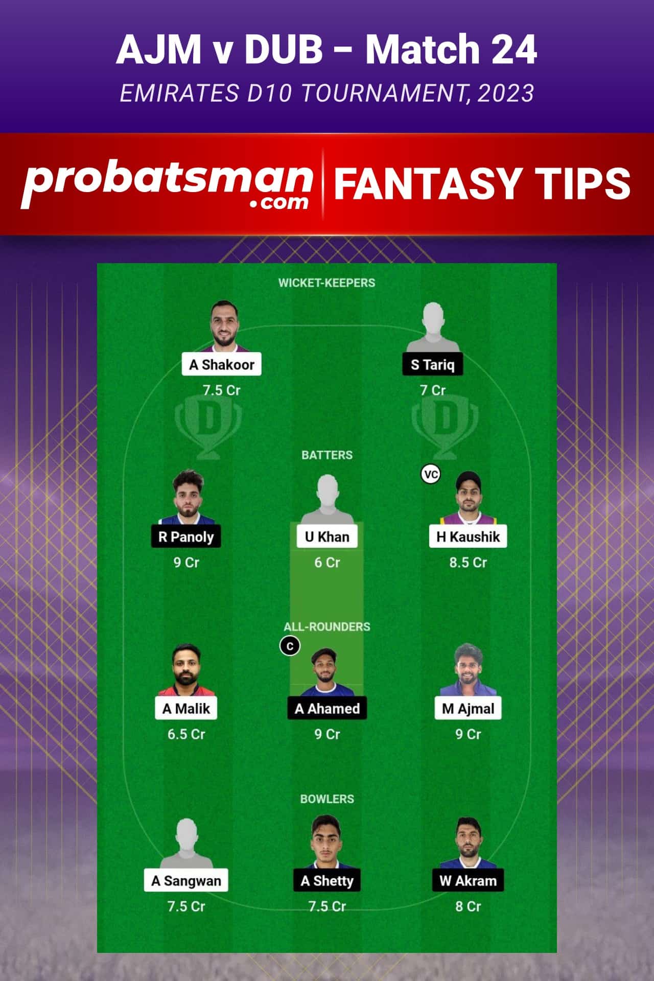 ajm vs dub dream11 prediction