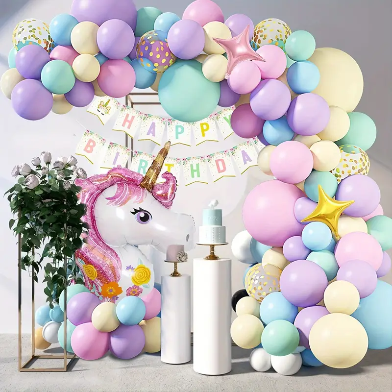 decoracion de unicornio con globos