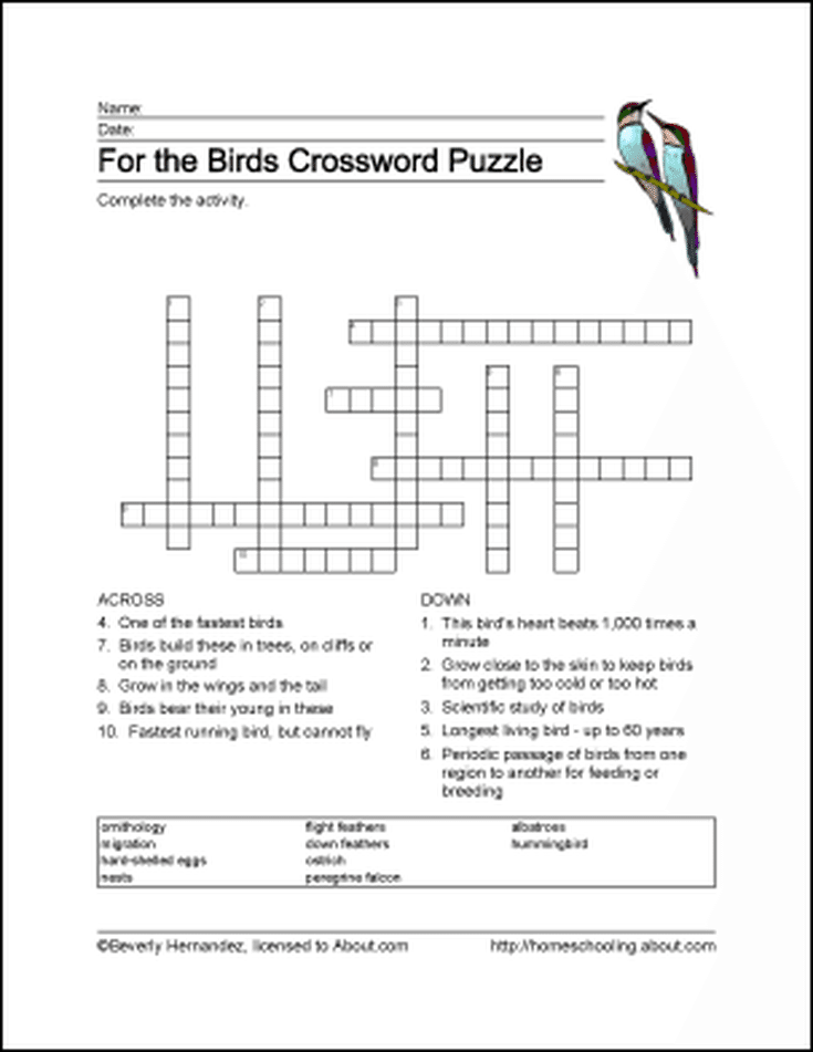 young bird crossword clue