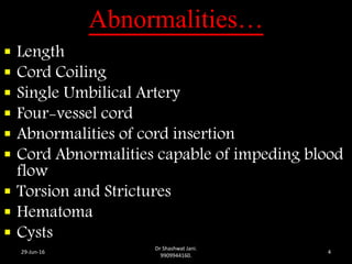 umbilical cord abnormalities ppt