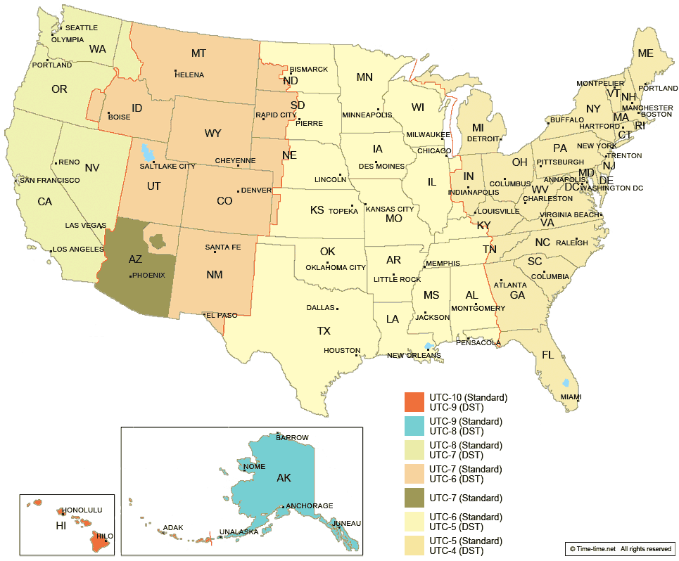 time zone now in usa