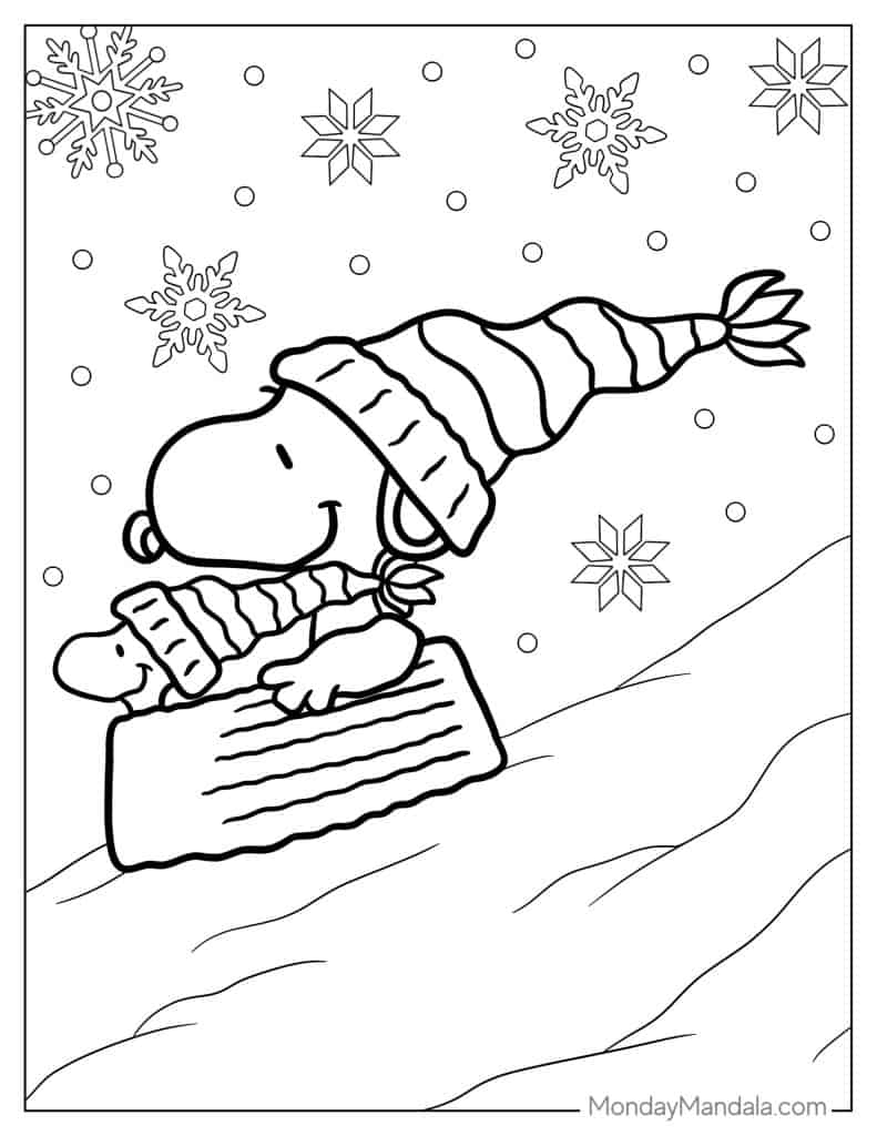 snoopy christmas pictures to color