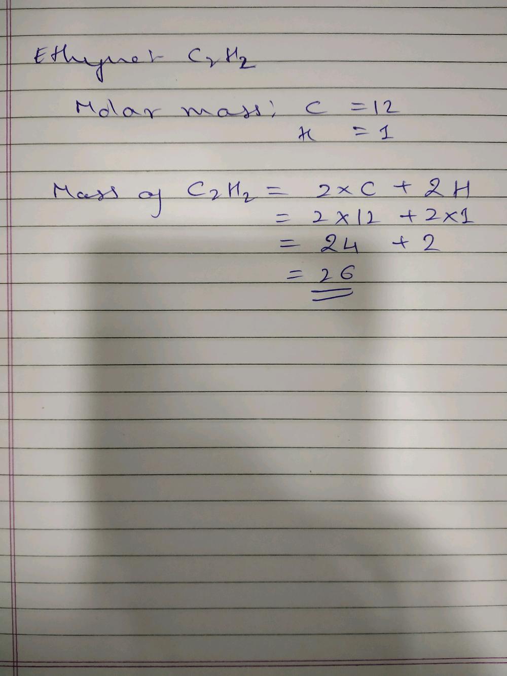 calculate the molar mass of c2h2