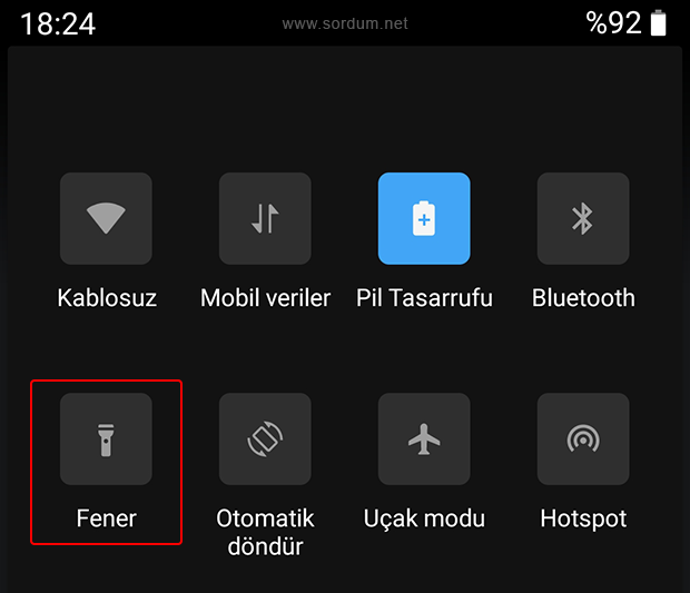 telefonumun el feneri çalışmıyor