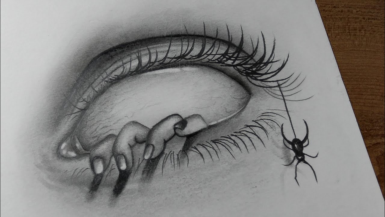 creepy eye drawing