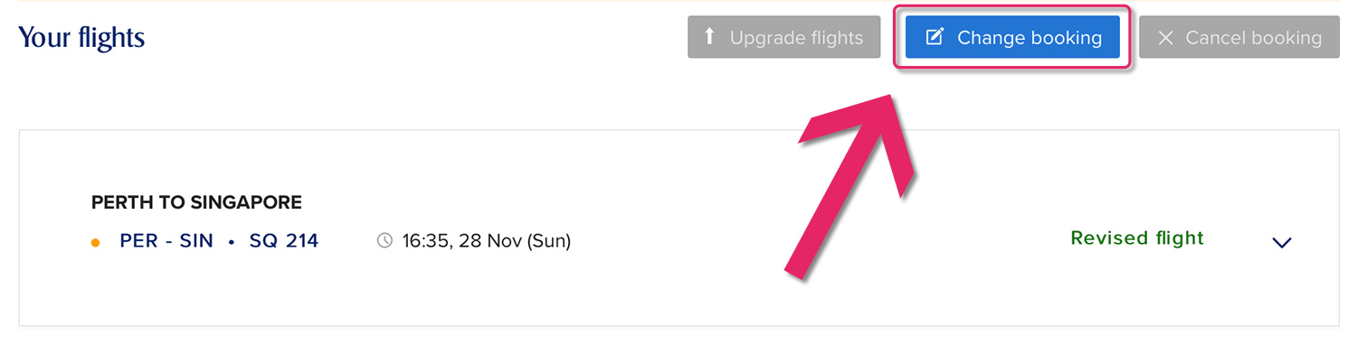 singapore airlines change booking