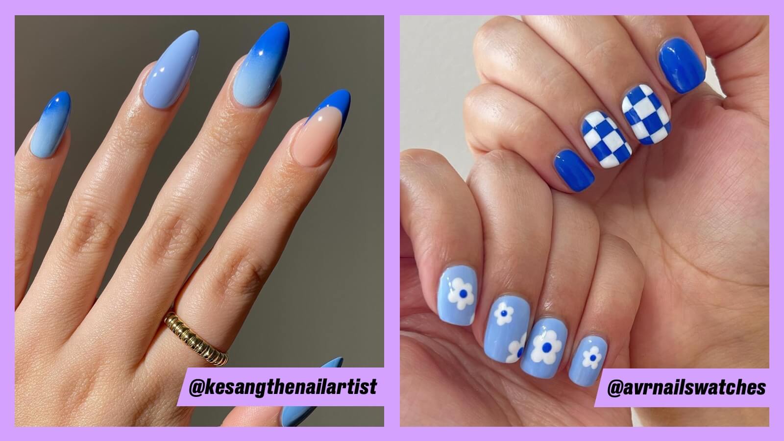 blue nails designs short