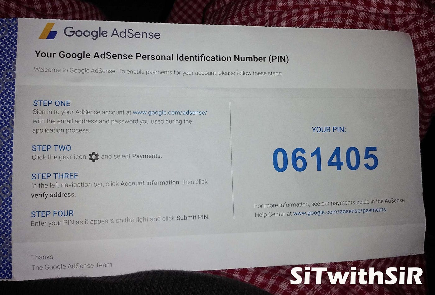 what is google adsense pin