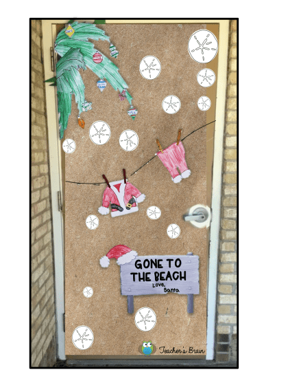 santa gone to the beach door decoration