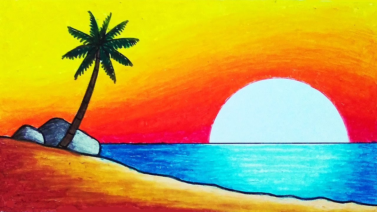 sunset scenery drawings for children