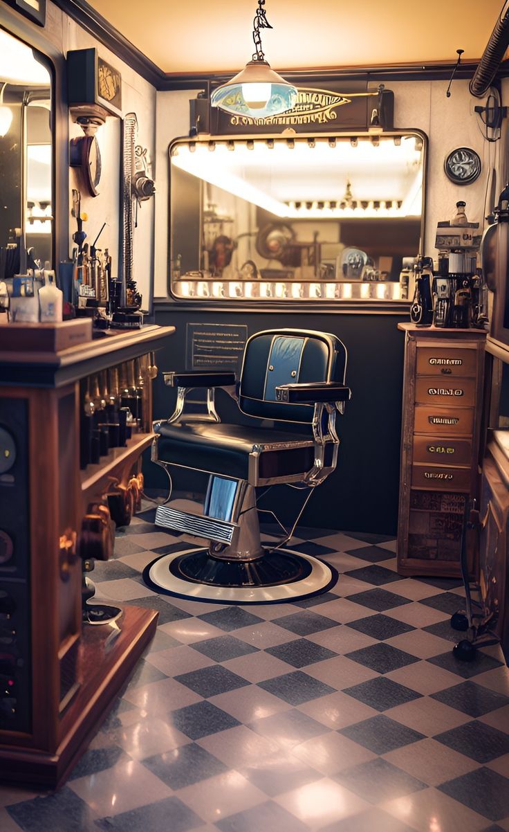 steampunk barber salon