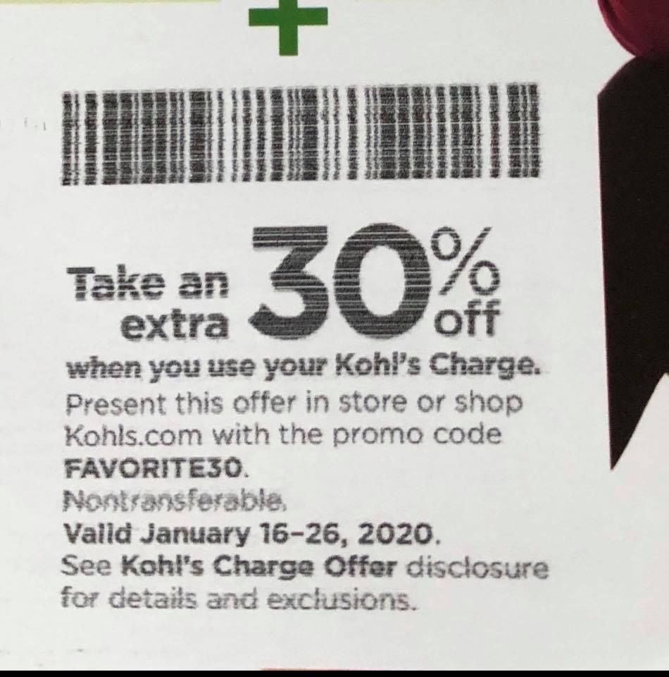 kohls 30 coupon code