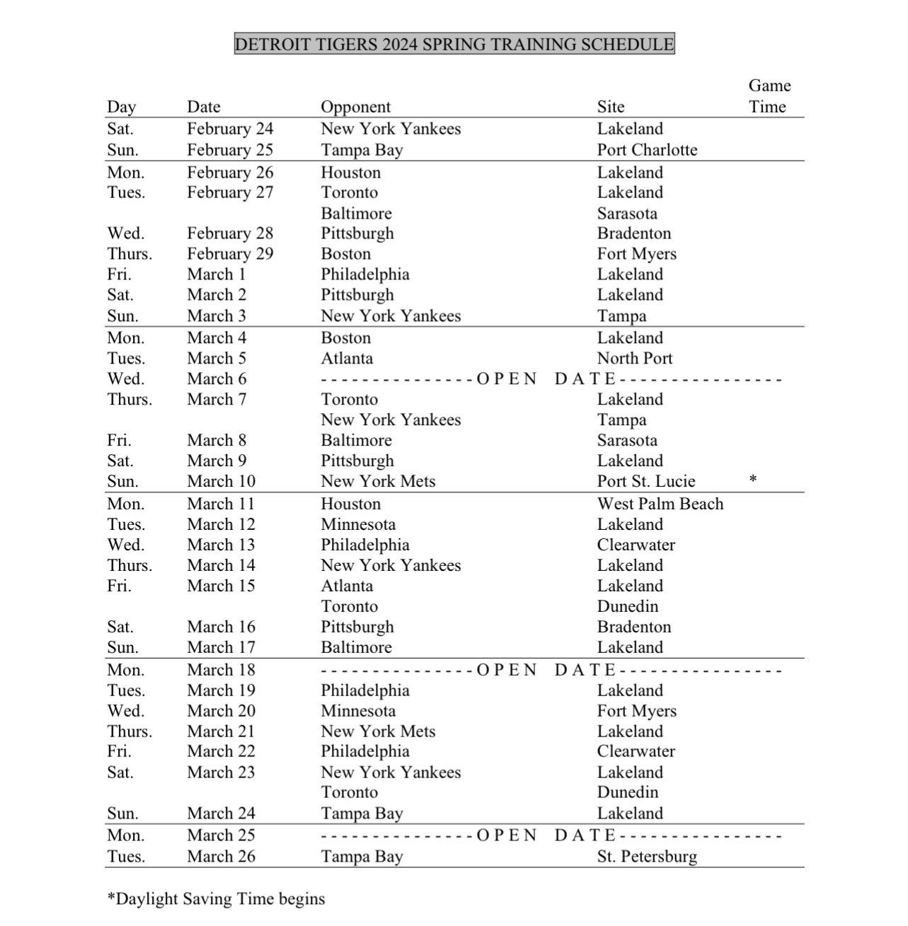 grapefruit league 2024 schedule