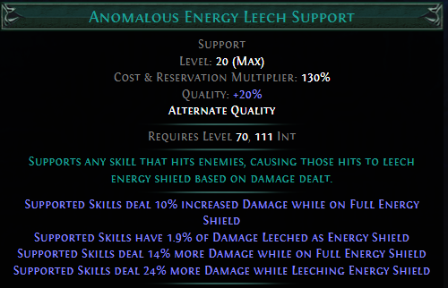 life leech support poe