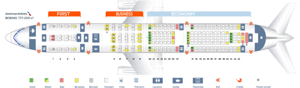 american airlines 777 seat map