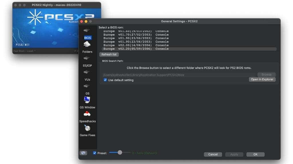 pcsx2 bios mac