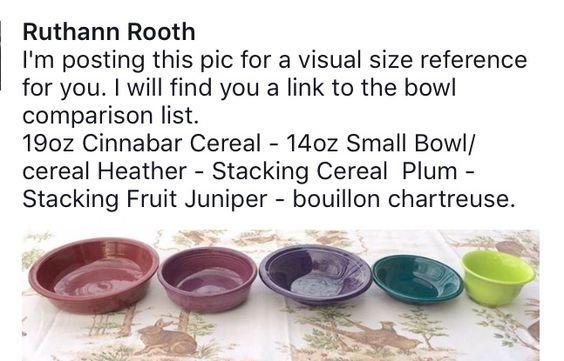 fiestaware bowl sizes