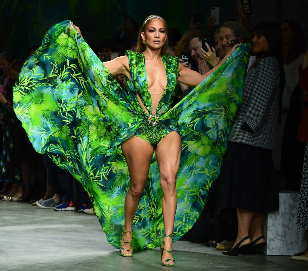 green versace dress of jennifer lopez