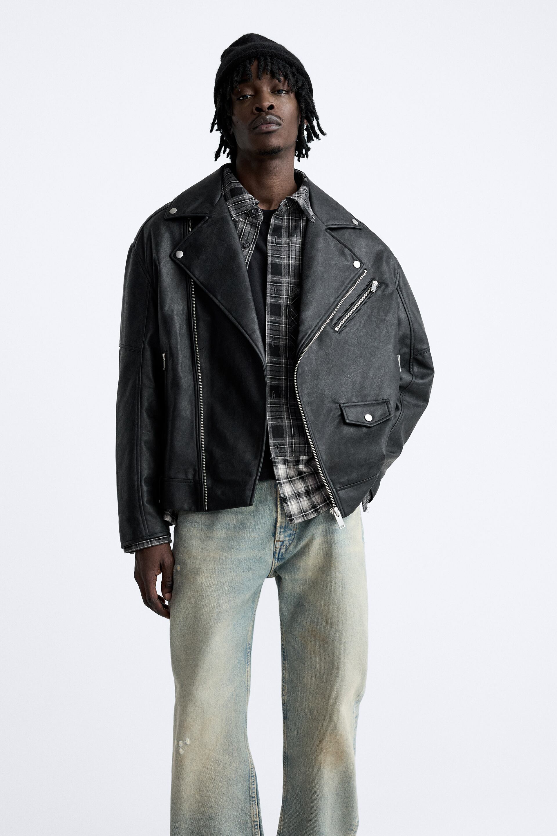 zara mens leather biker jacket