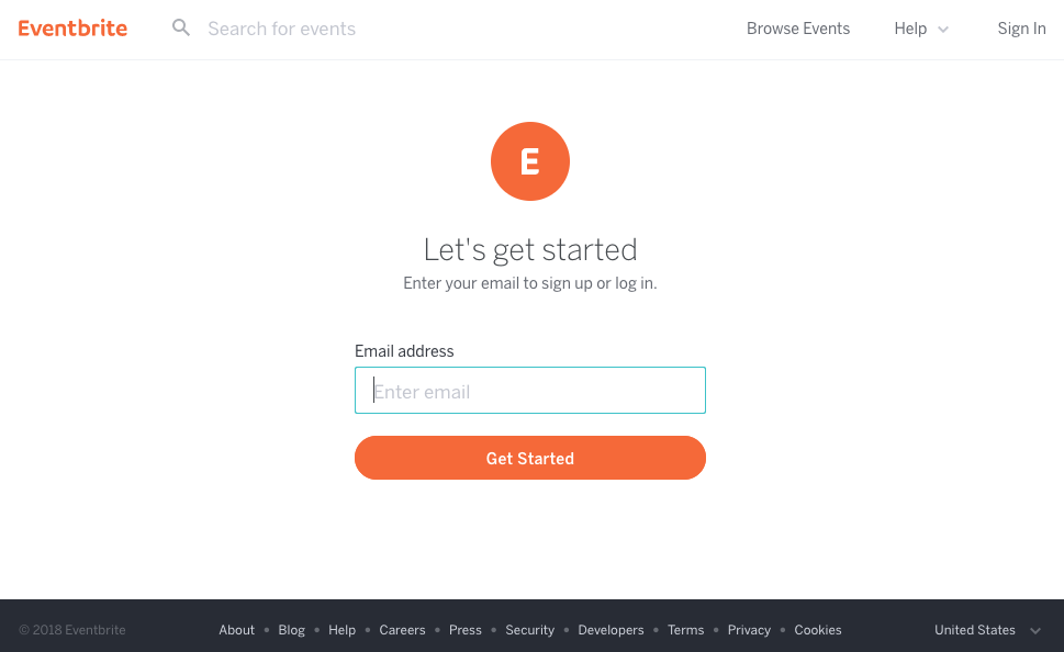 eventbrite login page