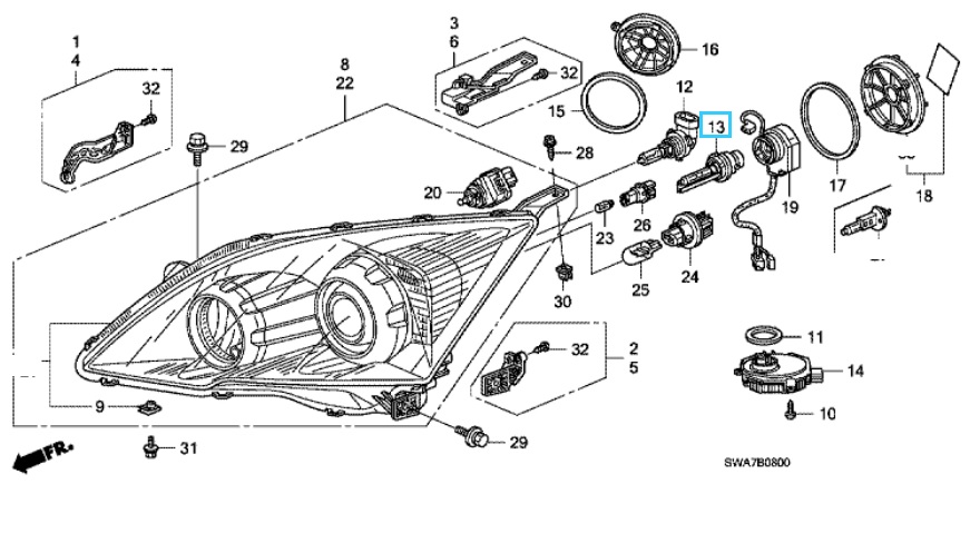 honda crv headlight bulb