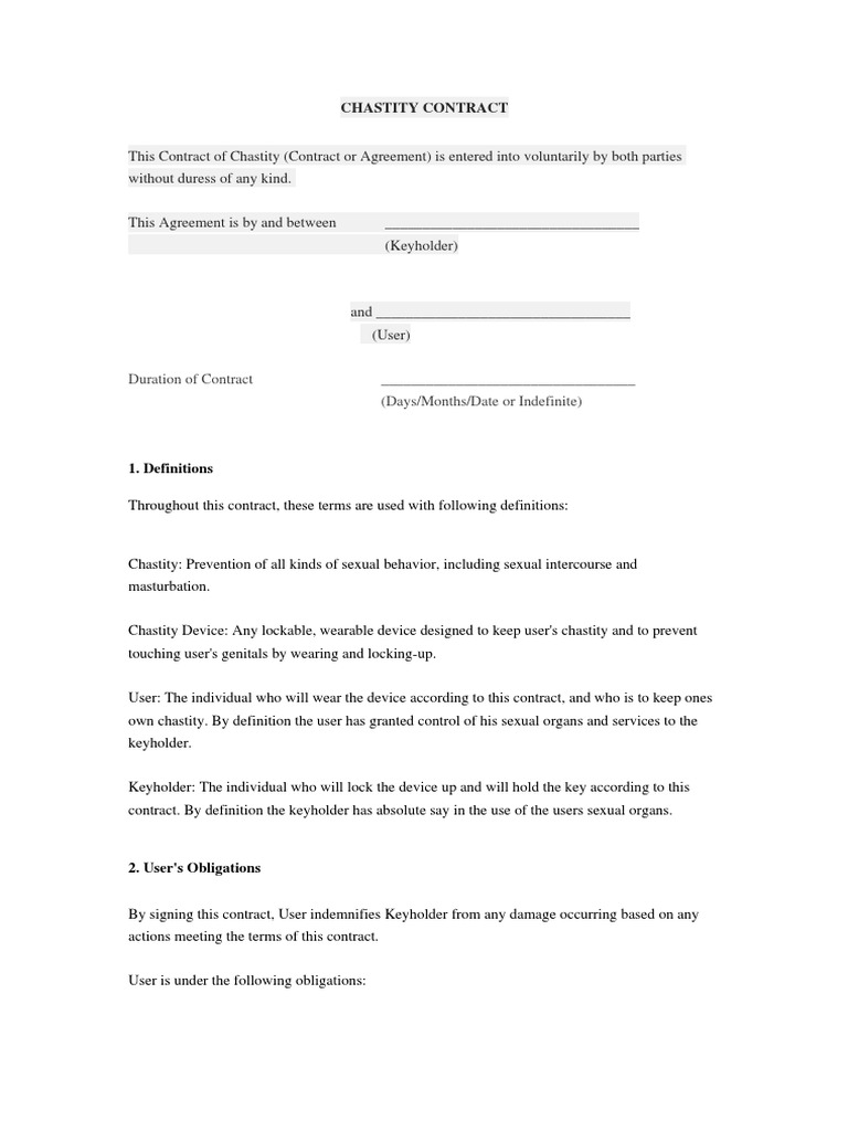 male chastity contract