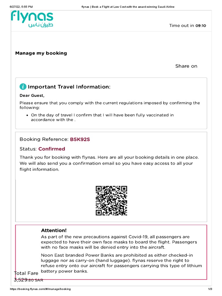 flynas flight ticket