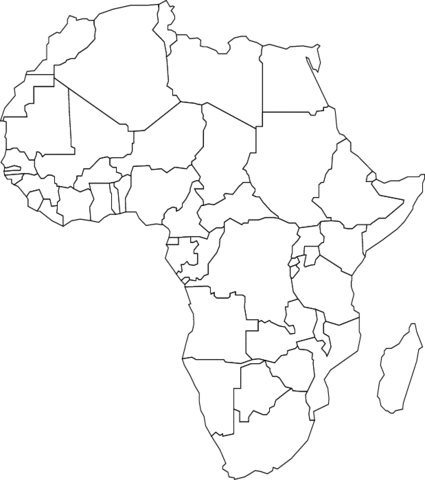 africa map coloring page