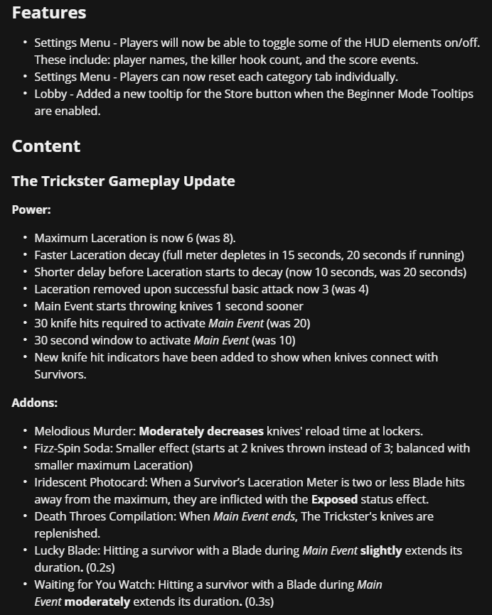 dbd patch notes