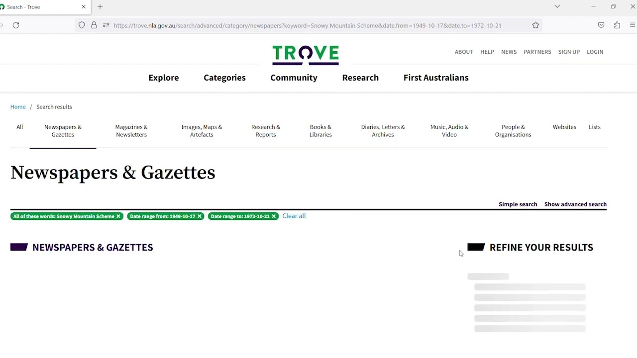 trove advanced search newspapers