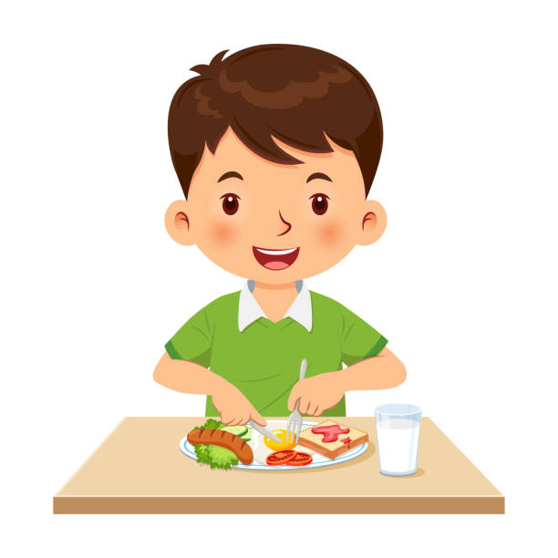 children eating food clipart