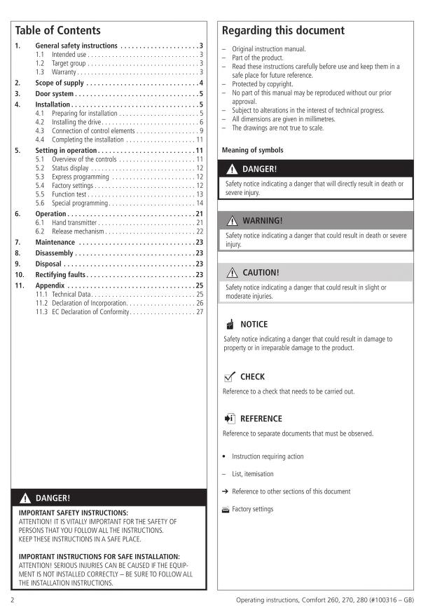 marantec comfort 260 manual español