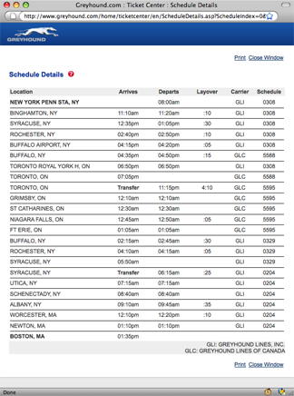 greyhound bus schedule