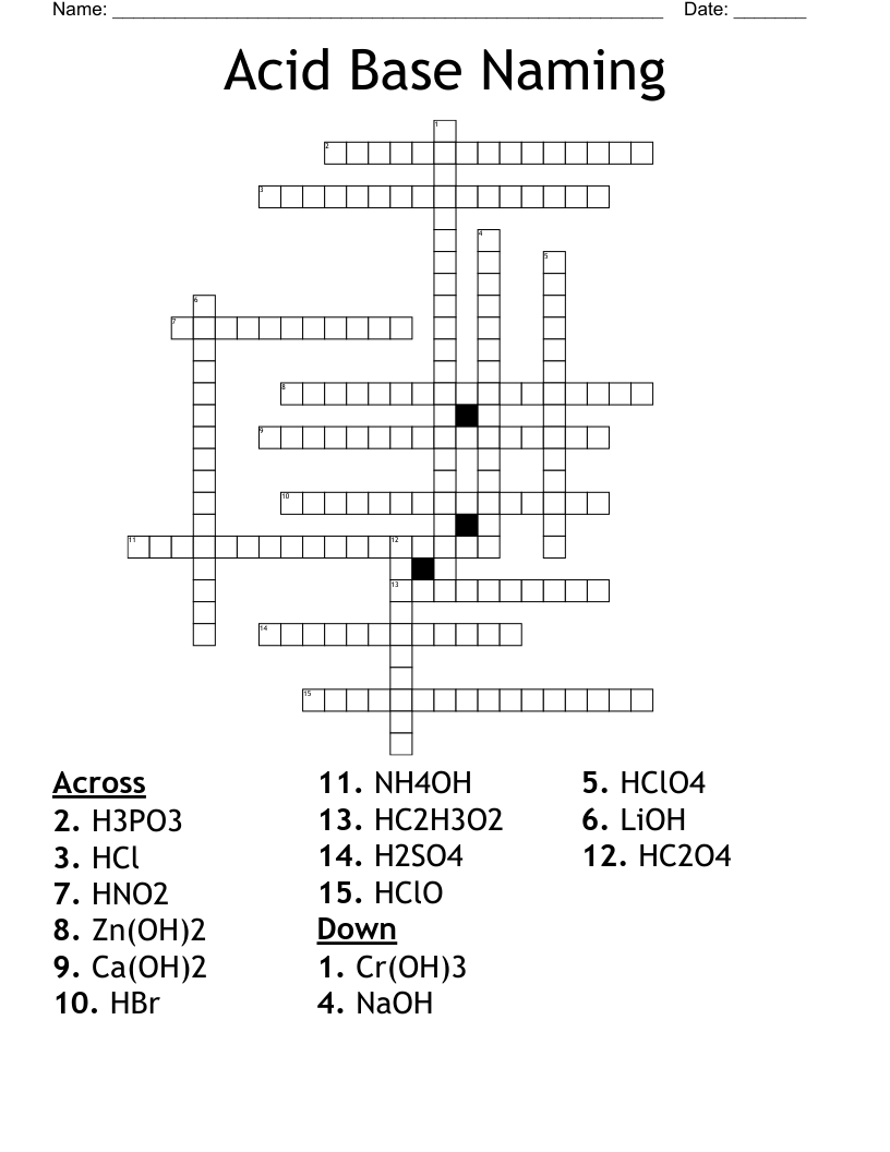 naming word crossword