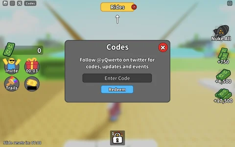 slide down a hill codes roblox