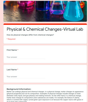 physical and chemical changes virtual lab