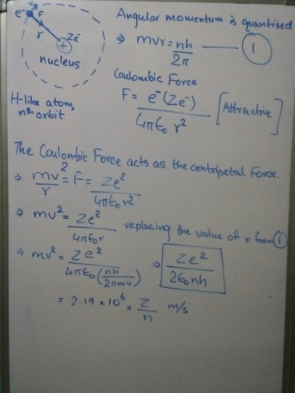 velocity of an electron in nth orbit