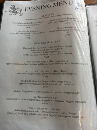 the golden lion winchester menu