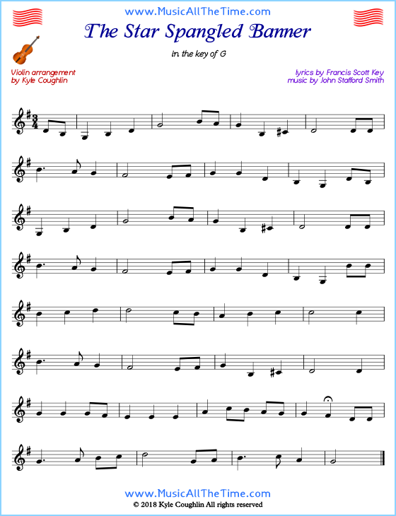 violin star spangled banner sheet music