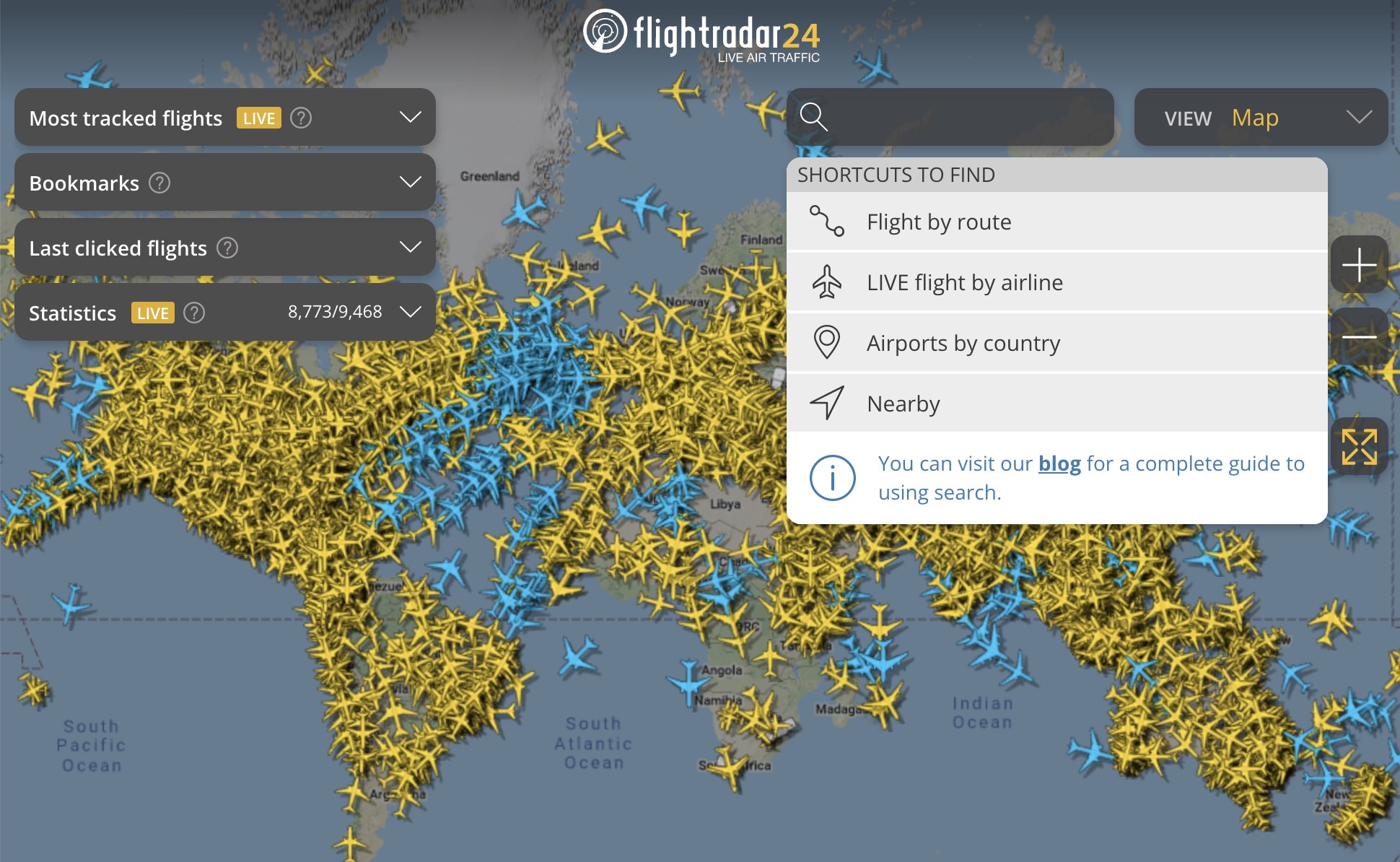 live flight tracker map