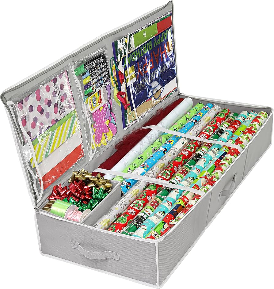 wrapping paper storage bin