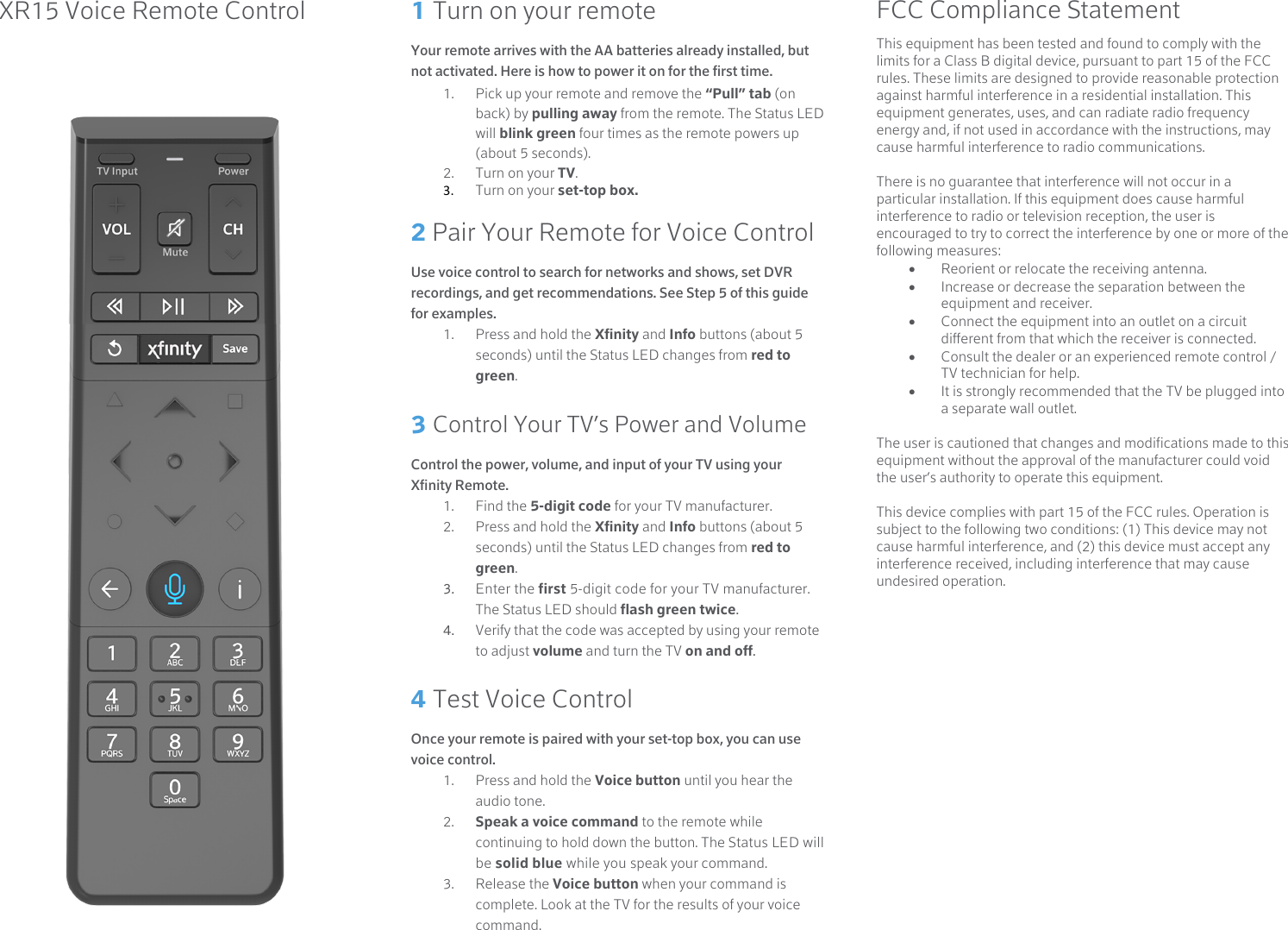 user manual for xfinity remote control